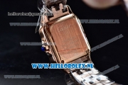 Cartier Santos 100 Japanese Miyota Quartz Rose Gold Case with White Dial Roman Numberal Markers and Rose Gold Bracelet