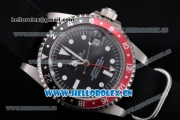 Rolex GMT-Master Asia 2813 Automatic Steel Case with Black Dial Black Nylon Strap and Dot Markers