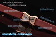 Cartier Tank Enlacée Swiss Quarz Rose Gold Case with Silver Dial and Brown Leather Strap
