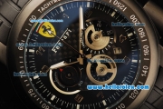 Ferrari Chronograph Quartz Movement 7750 Coating Case with Black Dial and Black Rubber Strap