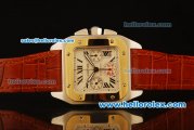 Cartier Santos 100 Swiss Valjoux 7753 Automatic Steel Case with Gold Bezel and Brown Leather Strap - 1:1 Original