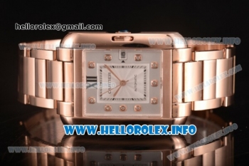 Cartier Tank Anglaise Miyota 9015 Automatic Rose Gold Case/Bracelet with Silver Dial and Diamonds Markers