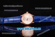 Rolex Cellini Time Asia 2813 Automatic Rose Gold Case with Beige Dial Blue Leather Strap and Stick Markers