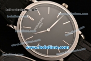 Patek Philippe Calatrava Miyota OS2035 Quartz Steel Case with Black Dial and Stick Markers