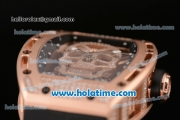 Richard Mille RM 52-01 Swiss ETA 2671 Automatic Rose Gold/Diamond Case with Black Rubber Bracelet White Markers and Skeleton Dial - 1:1 Original