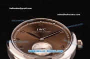 IWC Portuguese Swiss ETA 2836 Automatic Steel Case with Brown Dial and Brown Leather Strap