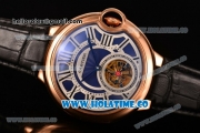 Cartier Ballon Bleu De Tourbillon Asia Automatic Rose Gold Case with Blue Dial and Roman Numeral Markers