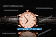 Patek Philippe Calatrava Miyota 9015 Automatic Rose Gold Case with Brown Leather Strap and White Dial - Stick Markers