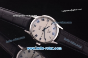Omega De Ville Automatic Steel Case with White Dial and Black Leather Strap