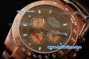 Rolex Daytona II Automatic Movement Brown PVD Case and Strap with Black Dial and White Markers