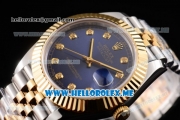 Rolex Datejust II Asia 2813 Automatic Two Tone Case/Bracelet with Dark Blue Dial and Diamonds Markers (BP)
