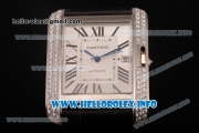 Cartier Tank Anglaise Miyota 9015 Automatic Steel Case with Diamonds Markers and Silver Dial - Diamonds Bezel