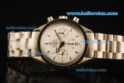 Omega Speedmaster Chronograph Swiss Valjoux 7750 Automatic Movement Full Steel with White Dial and Stick Markers