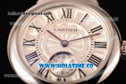 Cartier Ballon Bleu De Small Swiss Quartz Steel Case with White Dial Black Roman Numeral Markers and Red Leather Strap