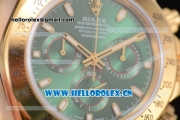 Rolex Cosmograph Daytona Clone Rolex 4130 Automatic Yellow Gold Case/Bracelet with Green Dial and Stick Markers - 1:1 Original (EF)