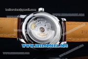 Longines Master Swiss ETA 2824 Automatic Steel Case with White Dial Roman Numeral Markers and Brown Leather Strap (AAAF)