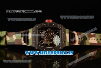 Richard Mille RM35-01 Japanese Miyota 9015 Automatic Carbon Fiber Case Skeleton Dial With Dots Markers Camouflage Rubber Strap - 1:1 Original( KV)