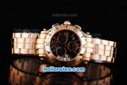 Chopard Happy Sport Chronograph Miyota Quartz Movement Rose Gold Case with Black Dial and Rome Numeral Markers Chopard Happy Sport Chronograph Miyota Quartz Movement Rose Gold Case with Black Dial and Rome Numeral Markers