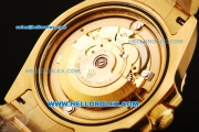 Rolex Submariner Swiss ETA 2836 Automatic Movement Gold Case and Strap with Blue Bezel and White Markers 43mm