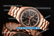 Omega Speedmaster Moonwatch Co-Axial Chrono Clone Omega 9300 Automatic Rose Gold Case/Bracelet with Black Bezel and Stick Markers (EF)
