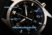 IWC Portugieser Chronograph Quartz Movement Steel Case with Black Dial and White Markers