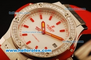 Hublot Big Bang Miyota Automatic Steel Case with White Dial and Red Rubber Strap-Lady Size