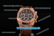 Audemars Piguet Royal Oak Chronograph Swiss Valjoux 7790 Automatic Rose Gold/Diamonds Case with Blue Dial Diamonds Bezel and Stick Markers (EF)