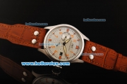 IWC Schaffhausen Portugieser Automatic Movement Steel Case with White Dial and Orange Arabic Numerals/Stick Markers