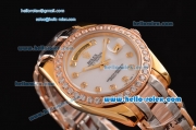 Rolex Masterpiece 2813 Auotmatic Three Tone Case/Strap with Diamond Markers and White Dial ETA Coating