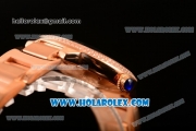 Cartier Rotonde De Miyota Quartz Rose Gold Case/Bracelet with Black Dial and Diamonds Bezel