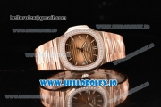 Patek Philippe Nautilus Miyota 9015 Automatic Rose Gold Case Brown Dial With Stick Markers Rose Gold Bracelet