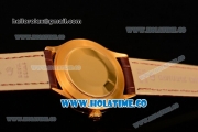 Rolex Cellini Time Asia 2813 Automatic Yellow Gold Case with White Dial Brown Leather Strap and Stick Markers