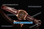 Panerai Luminor Marina 8 Days ORO ROSSO PAM00511 Clone P.5000 Manual Winding Rose Gold Case with Coffee Dial and Brown Leather Strap - Stick/Arabic Numeral Markers - 1:1 Original