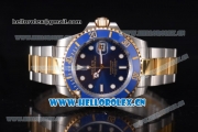 Rolex Submariner Miyota 8215 Automatic Two Tone Case/Bracelet with Blue Dial and Dot Markers