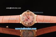 Cartier ballon bleu de Cartier Swiss Quartz Movement Rose Gold Case with Pink MOP Dial and Diamond Bezel-Pink Leather Strap