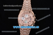 Audemars Piguet Royal Oak Offshore Seiko VK67 Quartz Rose Gold/Diamonds Case with Rose Gold Dial and Diamonds Bezel