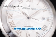 Audemars Piguet Jules Audemars Clone AP Calibre 3120 Automatic Steel Case with White Dial Roman Numeral Markers and Brown Leather Strap - 1:1 Original (EF)