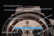 Rolex Daytona Vintage Chrono Miyota OS20 Quartz Steel Case/Bracelet with Silver Markers and White Dial - Brown Inner Bezel