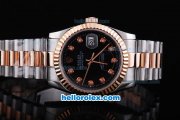 Rolex Datejust Automatic Rose Gold Bezel with Diamond Marking and Black Dial