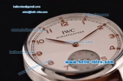 IWC Portuguese Hand-Wound AS 6497 Automatic Steel Case with White Dial Numeral Markers and Brown Leather Strap