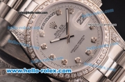 Rolex Day-Date Automatic White Dial with Diamond Bezel and Diamonds Mark - ETA Coating