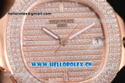 Patek Philippe Jumbo Nautilus Clone PP Automatic Rose Gold/Diamonds Case with Diamonds Dial and Stick Markers