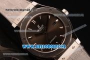 Hublot Classic Fusion 9015 Auto Steel Case with Black Dial and Grey Leather Strap