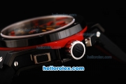 Hublot Big Bang Swiss Valjoux 7750 Chronograph Movement Black Titanium Case with Black Dial and Red Stick Marker-Rubber Strap
