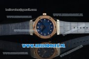 Hublot Classic Fusion Miyota 9015 Automatic Rose Gold Case with Navy Blue Dial Stick Markers and Navy Blue Genuine Leather Strap