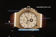 Bvlgari Daniel Roth Cal 1306 Chronograph Miyota Quartz Steel Case with White Dial and Brown Leather Strap