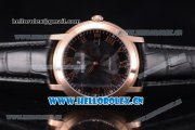 Audemars Piguet Jules Audemars Clone AP Calibre 3120 Automatic Rose Gold Case with Black Dial Roman Numeral Markers and Black Leather Strap (EF)