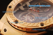 Hublot King Power Tourbillon Automatic Movement Rose Gold Case with Black Dial and Rubber Strap