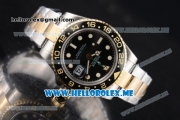 Rolex GMT-Master II Clone Rolex 3186 Automatic Two Tone Case/Bracelet with Black Dial and Dot Markers (BP)