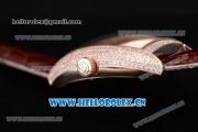 Franck Muller Casablanca Asia Automatic Rose Gold/Diamonds Case with Diamonds Dial and Brown Leather Strap (ZF)